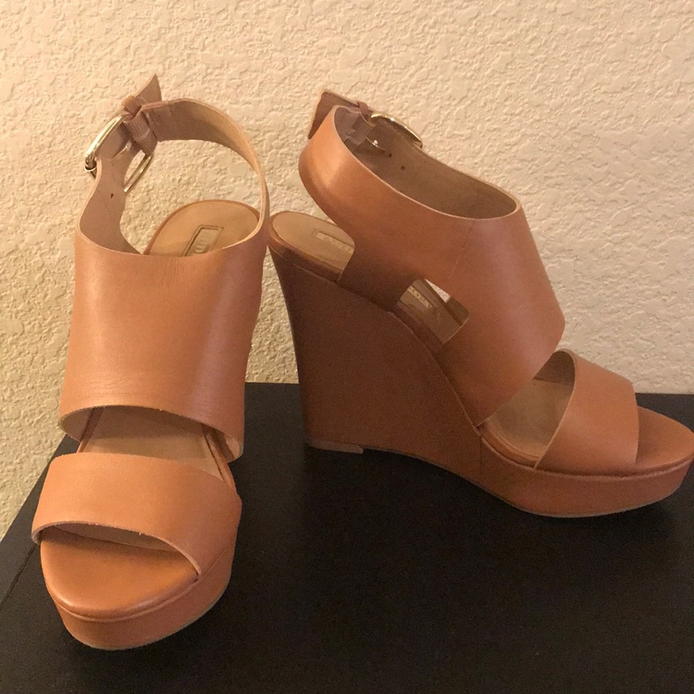 Audrey Brooke brown wedge sandals
